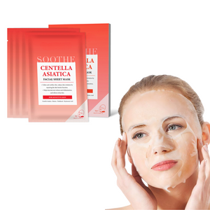 a woman using Centella Asiatica Soothing Facial Mask 