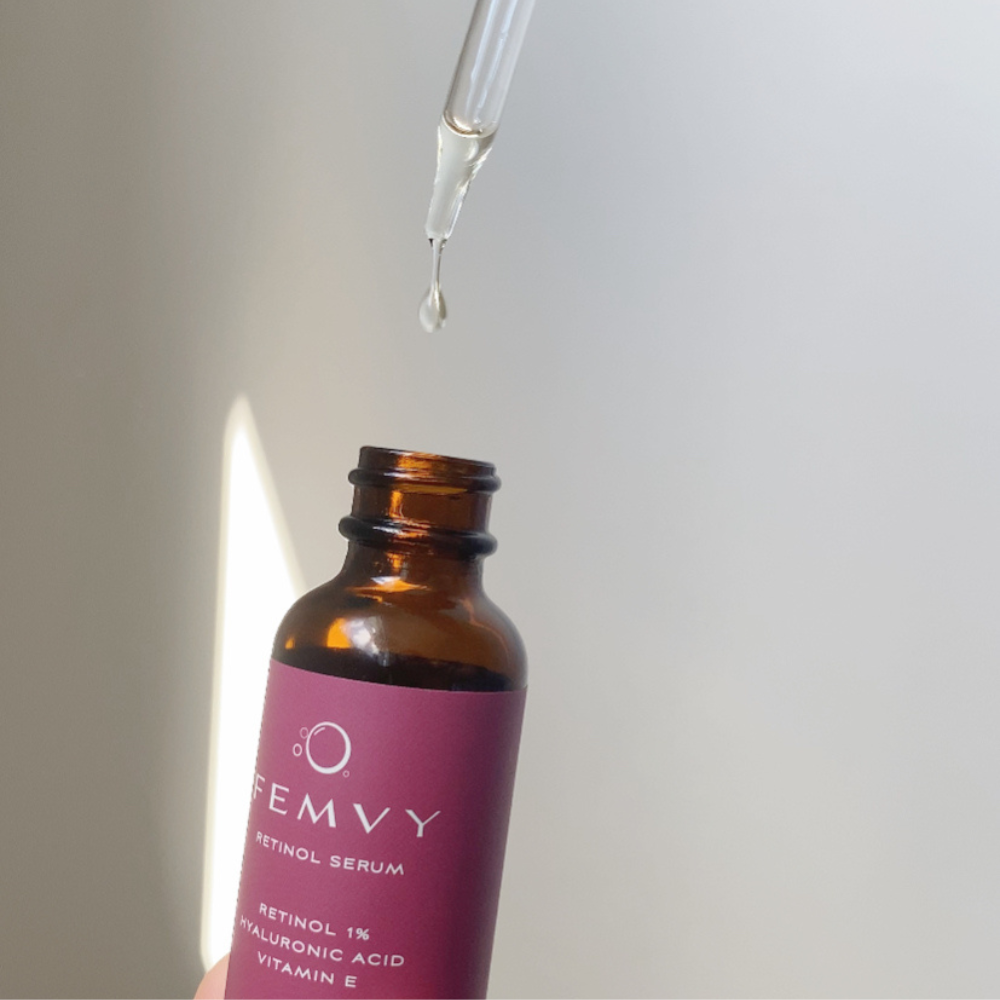 a drop of femvy retinol serum