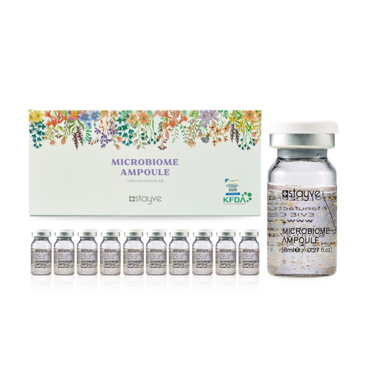 Stoyve Microbiome Ampoule packaging box with ampoule vials displayed  on a white background