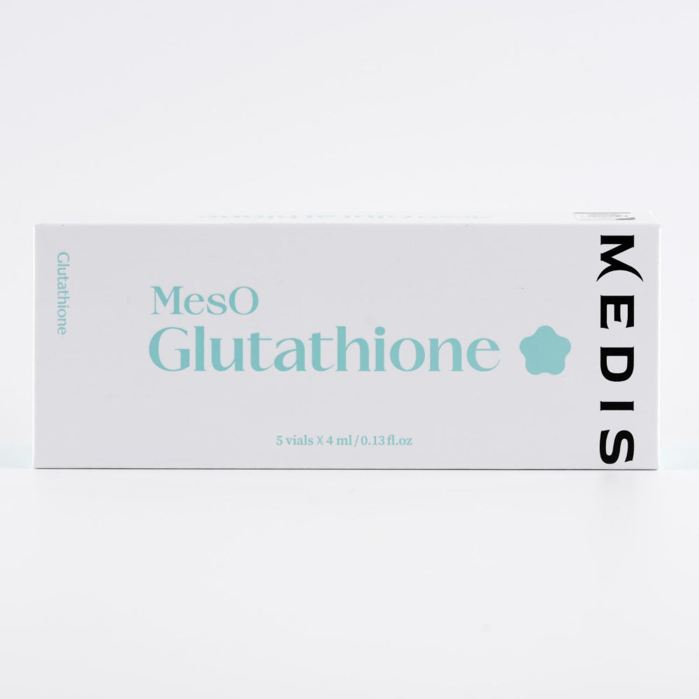 Front view of the Medisco MesO Glutathione Ampoule box showcasing clean minimal packaging.