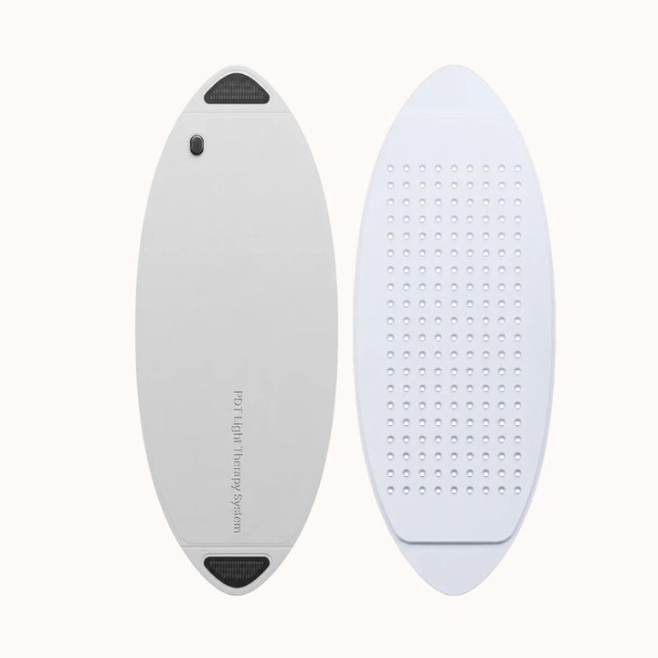 Goomi PDT LED Light Therapy Pod front, underside LED array and side profile views