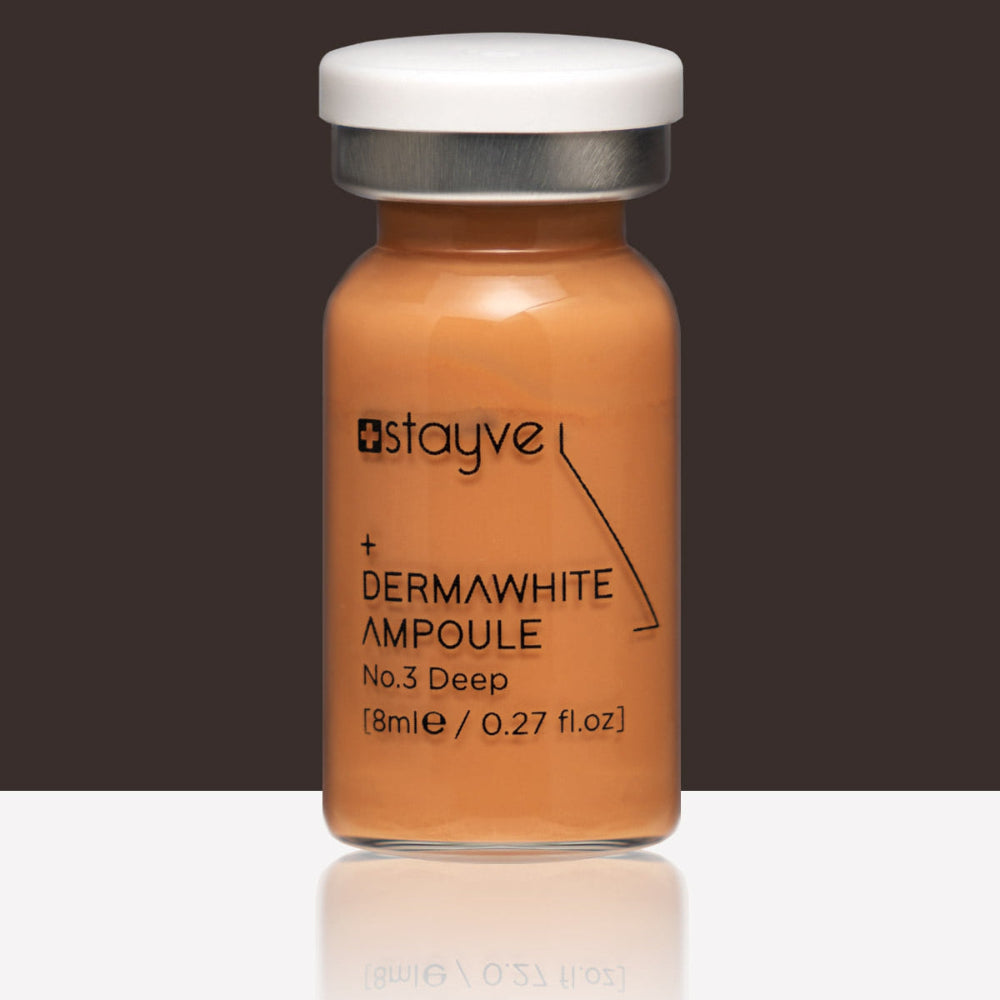 Stayve Dermawhite Ampoule no3 deep bottle on a dark background