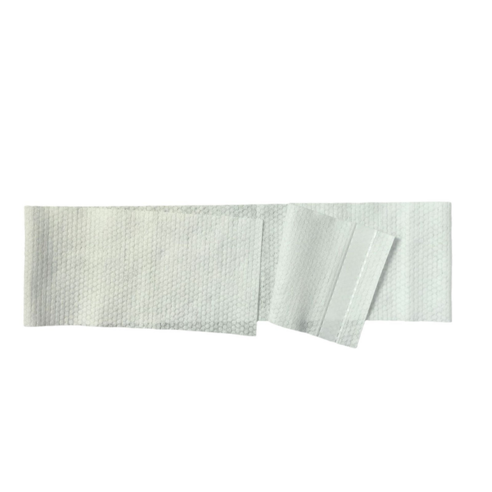 White disposable headband on a white background