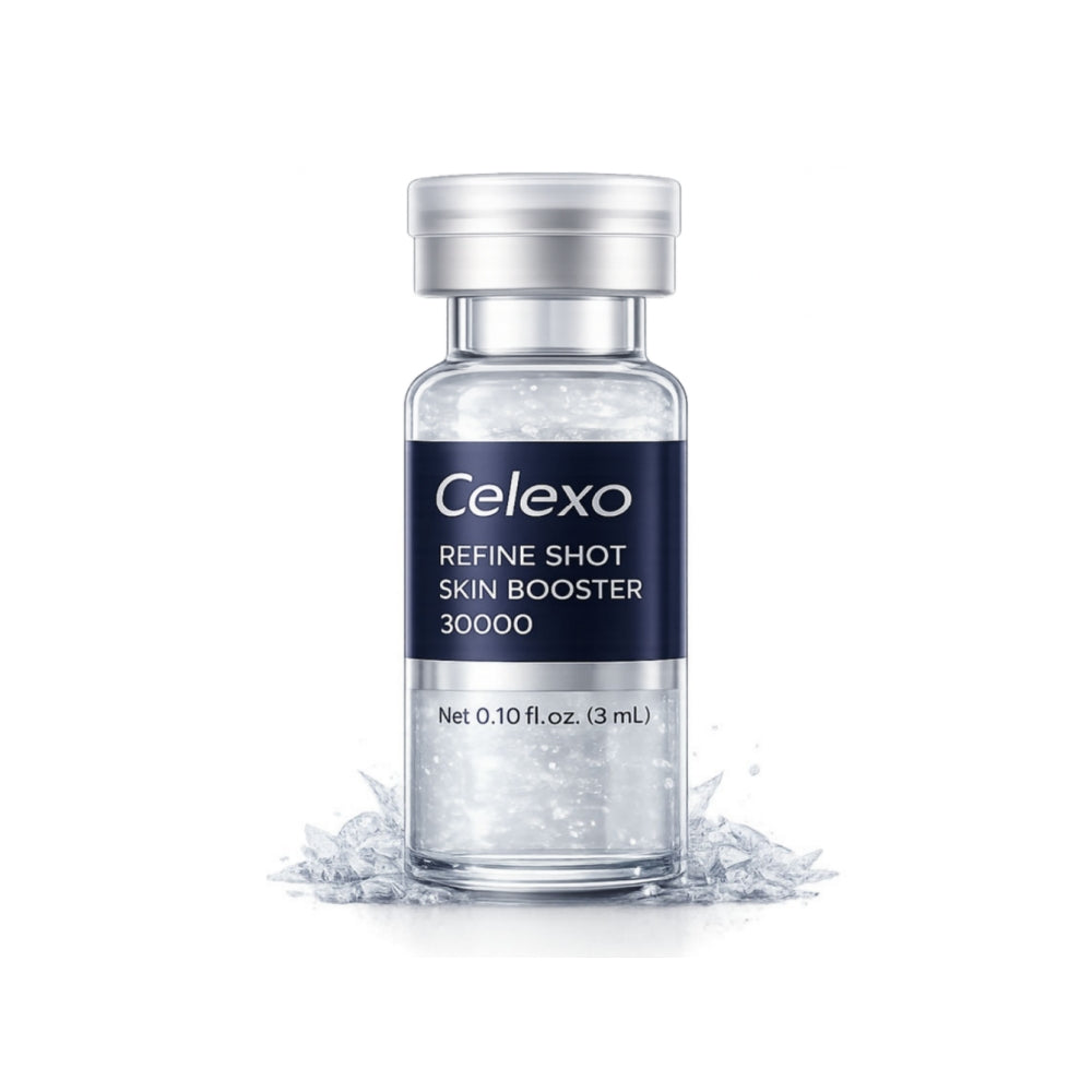 Celexo Refine Shot Skin Booster 30000 vial bottle on a white background