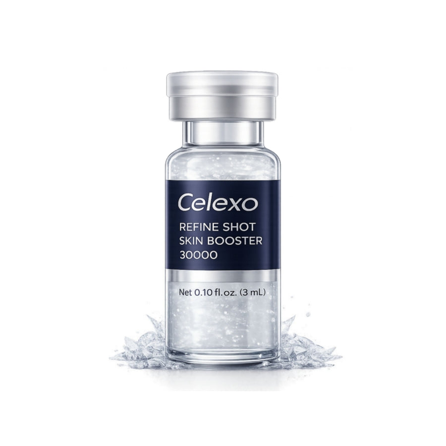 Celexo Refine Shot Skin Booster 30000 vial bottle on a white background