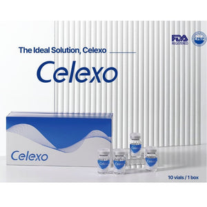 Celexo Professional Cica Exosome Booster with vials and packaging box a white background