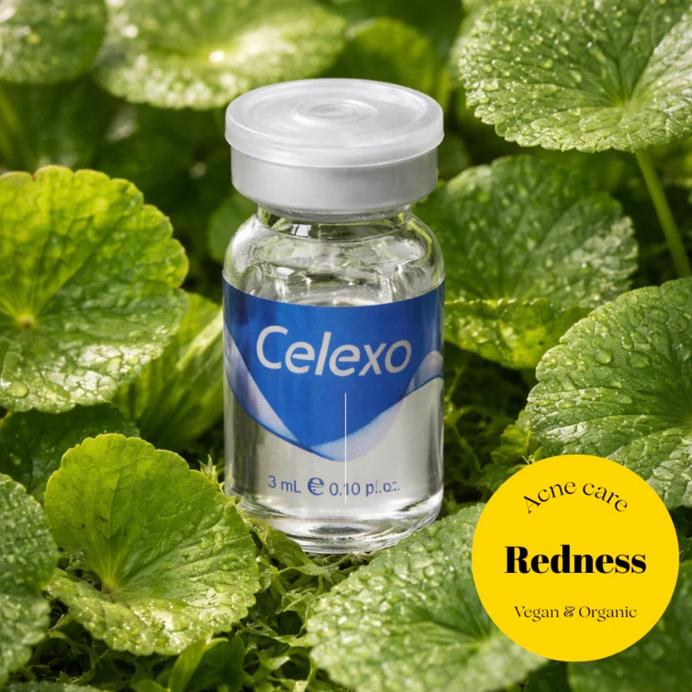 Celexo Professional Cica Exosome Booster with Acne Care, Redness and Vegan & Organic' label