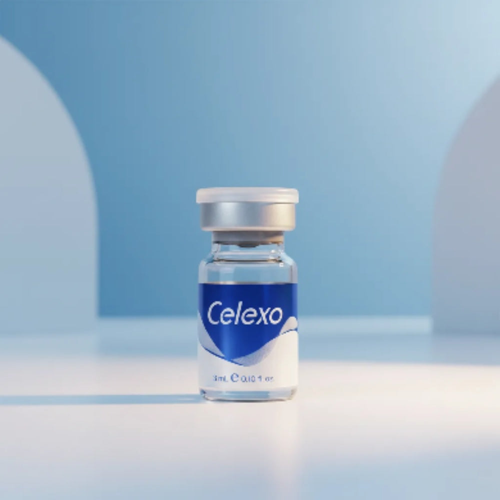 Celexo Professional Cica Exosome Booster via on a light blue background