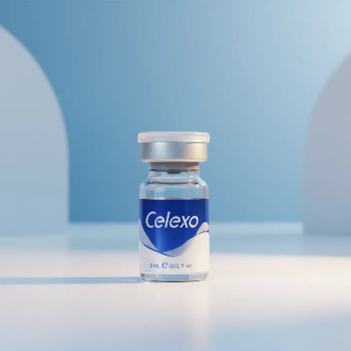 Celexo Professional Cica Exosome Booster via on a light blue background