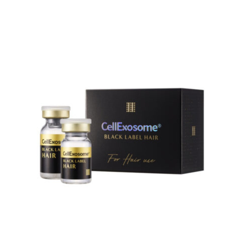 CellExosome Black Label Hair packaging box and vials 
