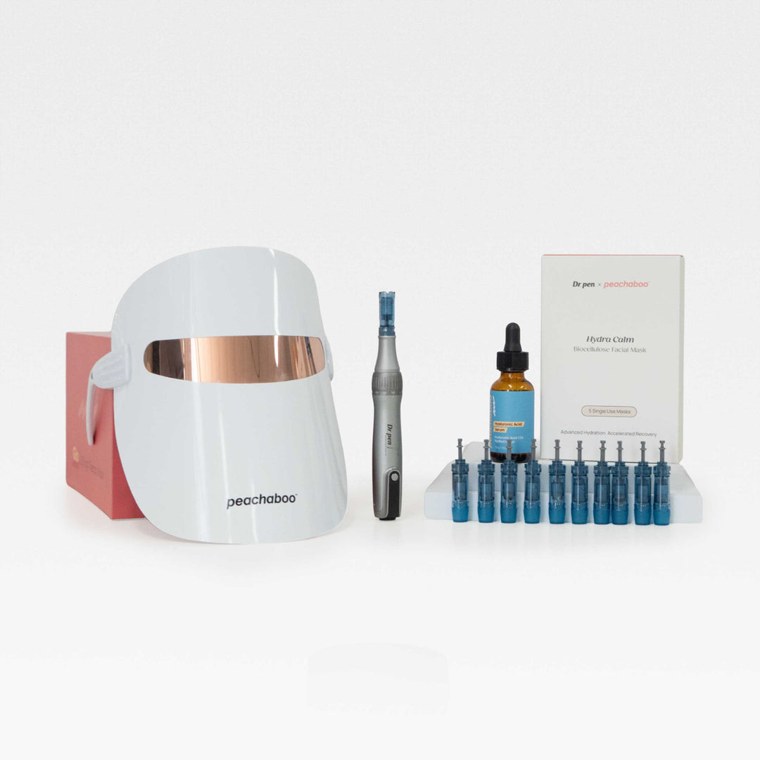 Collection of Dr. Pen M8S Black Friday Rejuvenate Me Bundle includes Dr Pen M8S Microenedling Pen, 12-pin Cartridges for M8S (10 pack), Peachaboo Hyaluronic Acid Serum 30ml, Dr. Pen x Peachaboo Hydra Calm Biocellulose Facial Mask (5 Pack), Peachaboo Glo LED Light Therapy Mask