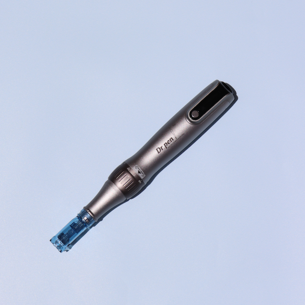 Dr. Pen M8S Microneedling Pen design with pin cartridges attached