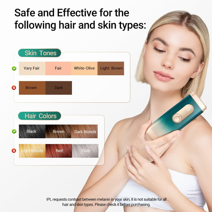 High Energy Face And Body Cooling IPL Hair Removal Device Hair and Skin Compatibility