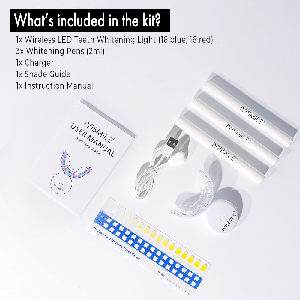 IVISMILE Wireless Dual-Light Teeth Whitening Kit What's included