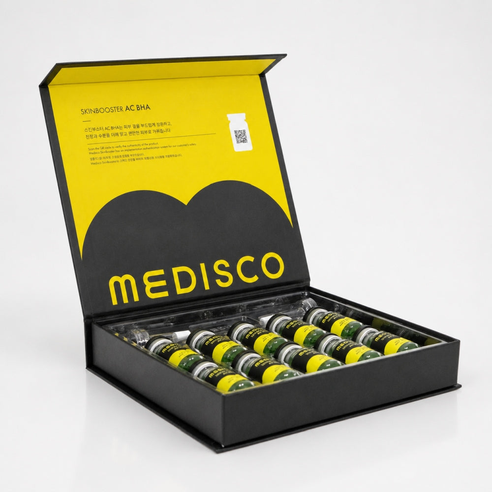 Medisco Skinbooster AC BHA open box with green vials