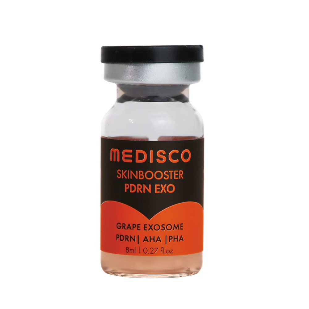 Close up to a single vial of Medisco Skinbooster PDRN EXO