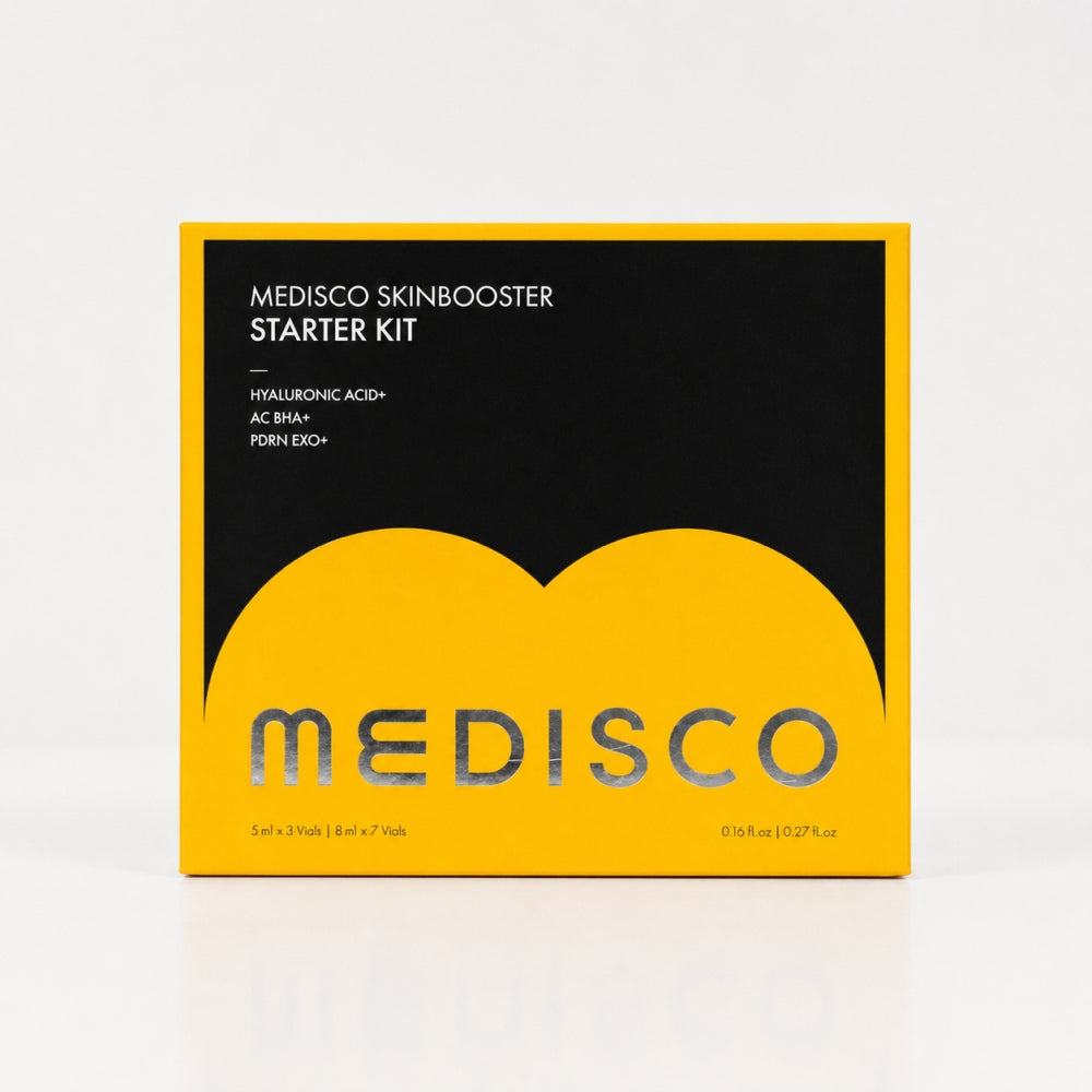 Medisco Skinbooster Starter Kit front box packaging with yellow and black design