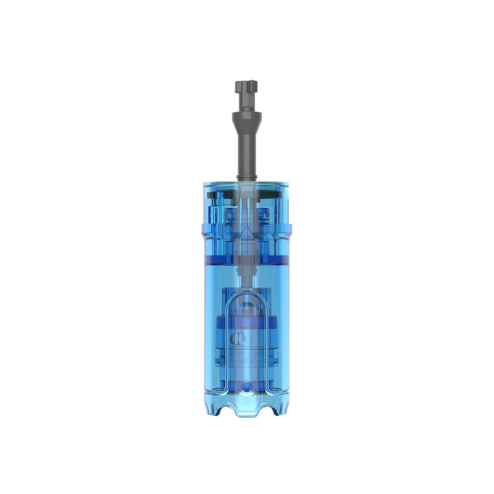 Front view of a Dr. Pen M8 Max Nano Round pin needling cartridge with clear blue casing