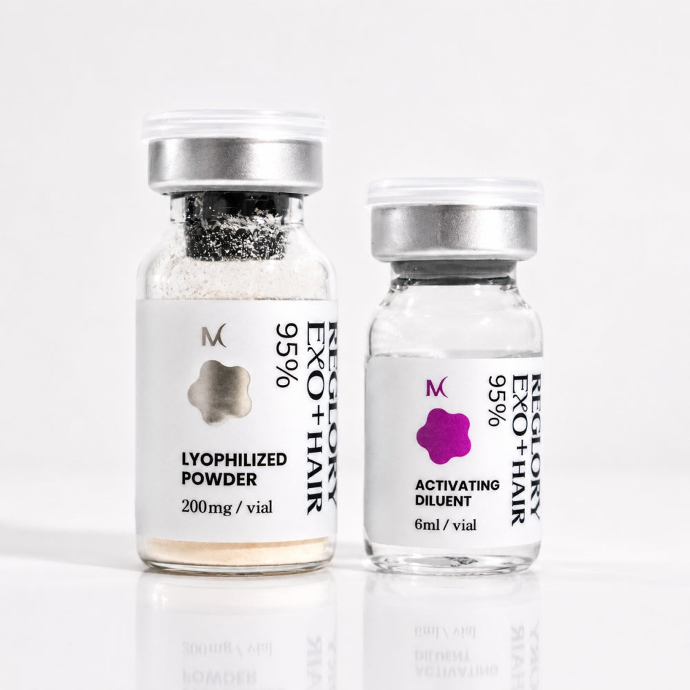 Reglory EXO⁺ Hair Growth Serum powder vial and activating diluent vial