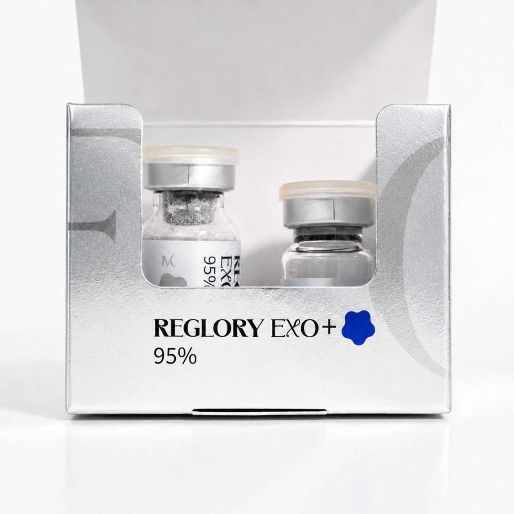 Reglory EXO Exosome Skin Booster open box showing two vials inside the packaging