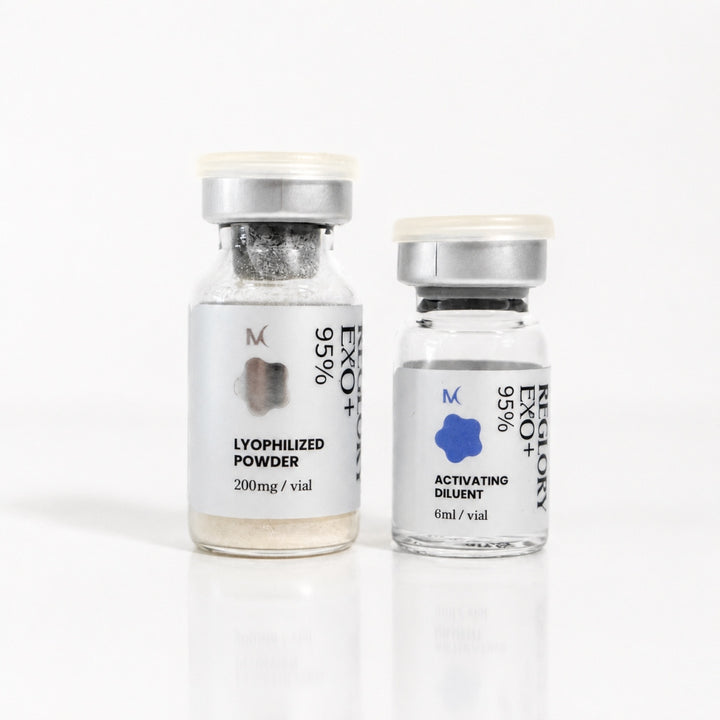 Reglory EXO Exosome Skin Booster lyophilized powder and activating diluent vials
