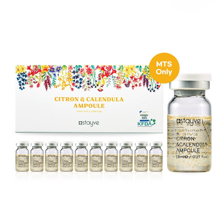 Stayve Citron & Calendula Ampoule set with packaging and ampoules on a white background