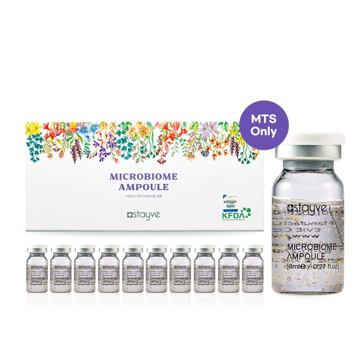 Stoyve Microbiome Ampoule packaging box with ampoules displayed  on a white background