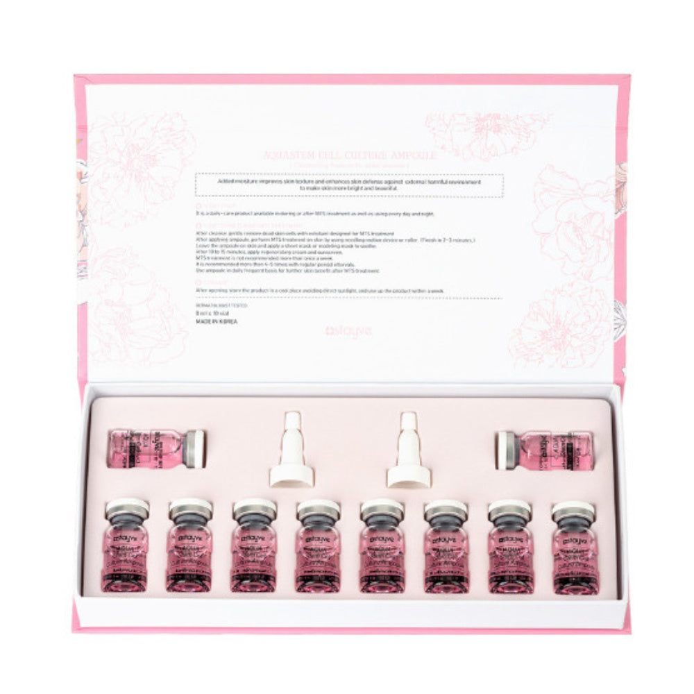 Stayve Aqua Stem Cell Culture Ampoules in its pink packaging box with applicators