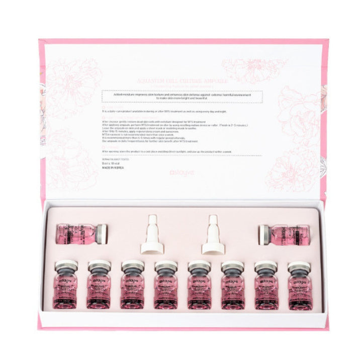 Stayve Aqua Stem Cell Culture Ampoules in its pink packaging box with applicators