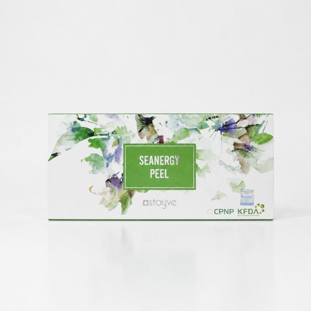Stayve Seanergy Peel box packaging with green watercolor floral design