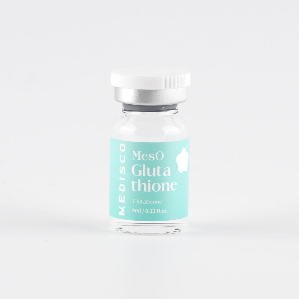 Single Medisco MesO Glutathione Ampoule vial  on a white background.