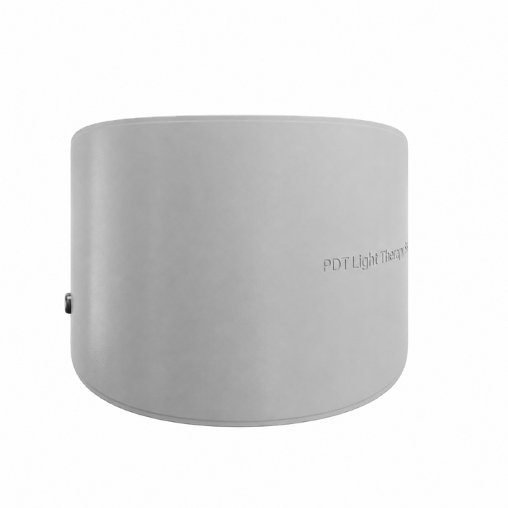 GOOMi FlexiGlow Red Light Therapy Panel in light grey, front view showing flexible curved design for face and body use.