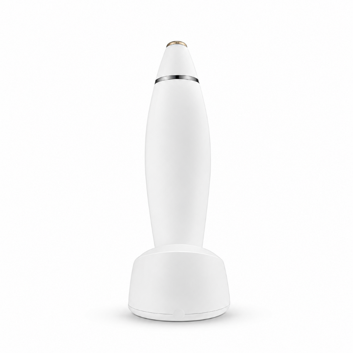 Back view of diamond microdermabrasion and pore vacuum device on white charging stand