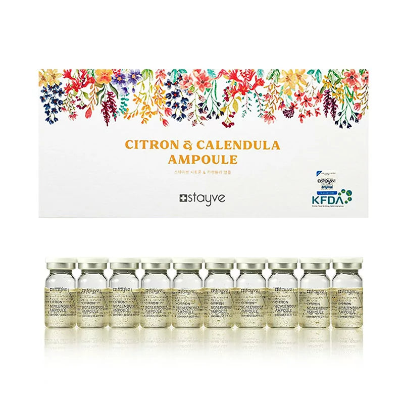 Stayve Citron & Calendula Ampoule kit packaging with multiple ampoules on a white background