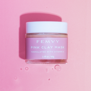 Femvy pink clay mask with splash of water