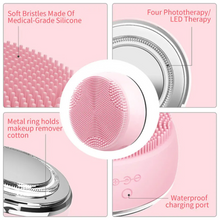 Load image into Gallery viewer, Facial Cleansing Brush with EMS &amp; LED Light Therapy description of each USP