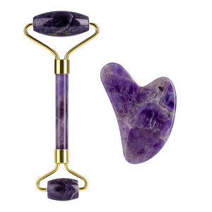 image of amethyst roller and gua sha