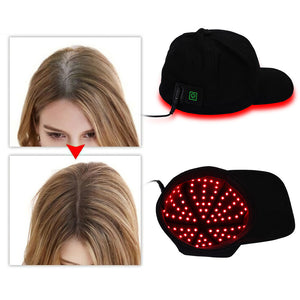 The red LED light treatment helps with thickens a woman's hair