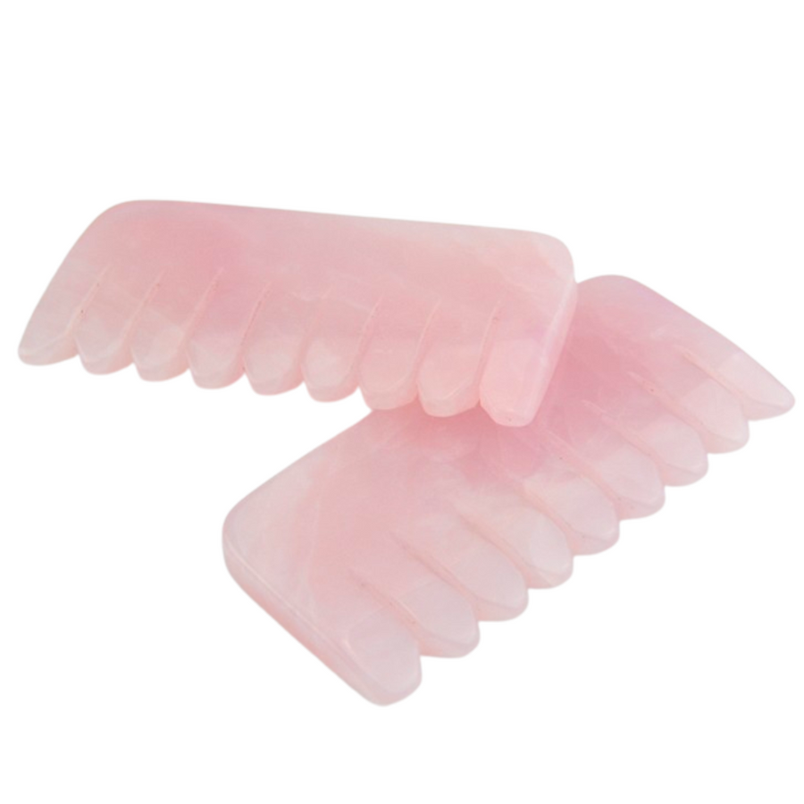 image of two rose quartz massaging comb