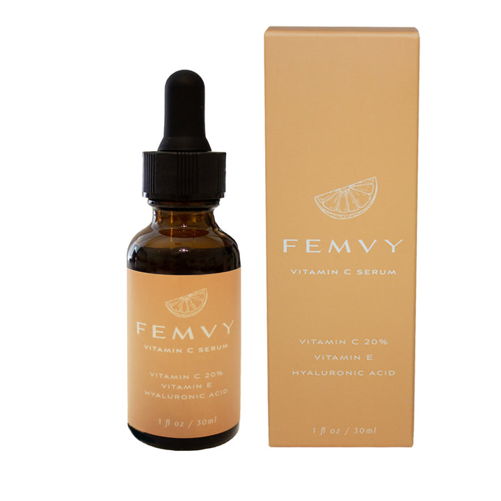 Femvy Natural Vitamin C Serum Hyaluronic Acid Serum with box